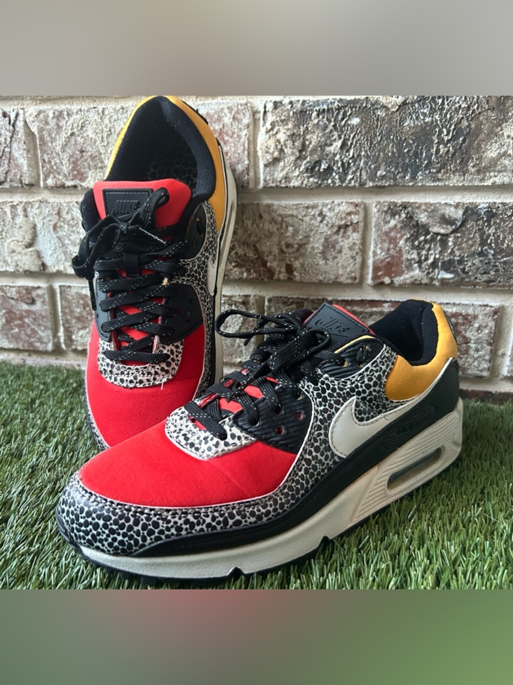 Nike Women’s Red, Black & Yellow Patterned Air Max Sneakers